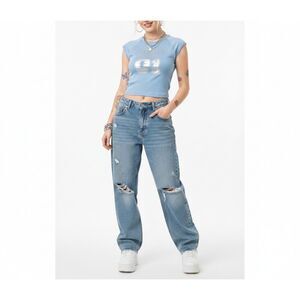 Vintage Y2K Hard Rock Hotel Light Blue Logo Graphic Cotton Baby Tee USA Sz M